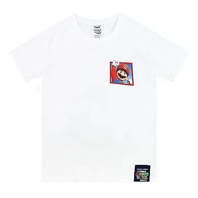 Super Mario T-shirt roupa Mario Bros criança roupa para crianças Mercadoria oficial, Branco, 7-8 años Super Mario T-shirt roupa Mario Bros criança roupa para crianças Mercadoria oficial, Branco, 7-8 años