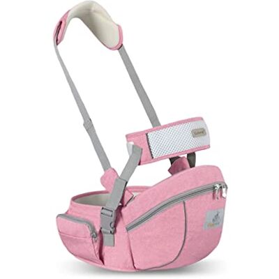 SONARIN Multifuncional porta-bebés assento de quadril, portador de bebé ergonómico banco de cintura com cinto de segurança e alça de ombro para bebé menino pequeno 0-24 meses (rosa) SONARIN Multifuncional porta-bebés assento de quadril, portador de bebé ergonómico banco de cintura com cinto de segurança e alça de ombro para bebé menino pequeno 0-24 meses (rosa)
