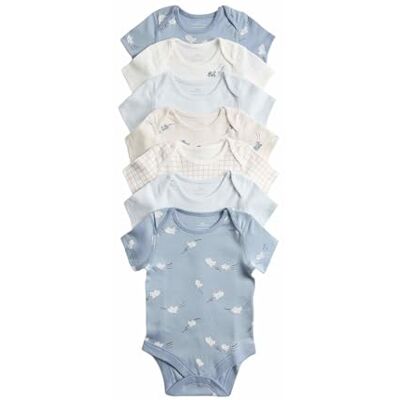 Marks & Spencer Pacote de 7 bodies de corpo inteiro 100% algodão com estampado de aviões (0-3 anos) crianças Marks & Spencer Pacote de 7 bodies de corpo inteiro 100% algodão com estampado de aviões (0-3 anos) crianças