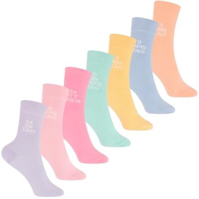 Footstar Meias para os dias da semana para meninos (7 pares) meias coloridas para meninos e meninas, Rosa claro Footstar Meias para os dias da semana para meninos (7 pares) meias coloridas para meninos e meninas, Rosa claro