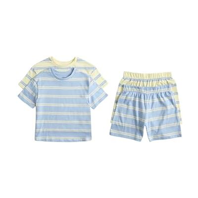 Marks & Spencer Conjuntos de pijama de riscas de algodão puro para crianças pack de 2, ajuste normal Marks & Spencer Conjuntos de pijama de riscas de algodão puro para crianças pack de 2, ajuste normal