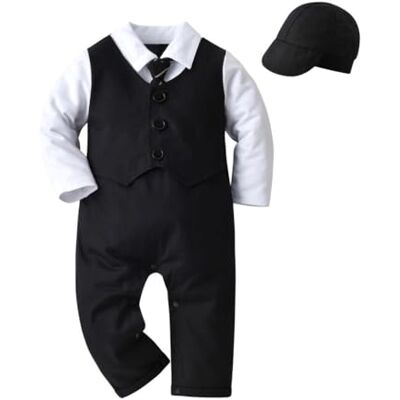 Lito Angels Esmoquin Macacão Trajes Formais com Chapéu Gorra para Bebê Crianças Tamanho 3-24 Meses, Preto Camuflado Lito Angels Esmoquin Macacão Trajes Formais com Chapéu Gorra para Bebê Crianças Tamanho 3-24 Meses, Preto Camuflado