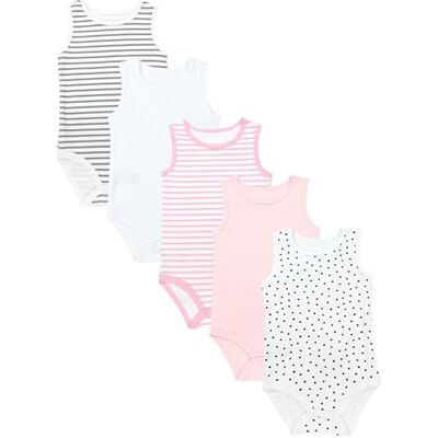 TupTam Body Bebe sem mangas, pack de 5 – Bodies bebé menina algodão para o verão ou como roupa interior, Mistura de cores 4 TupTam Body Bebe sem mangas, pack de 5 – Bodies bebé menina algodão para o verão ou como roupa interior, Mistura de cores 4