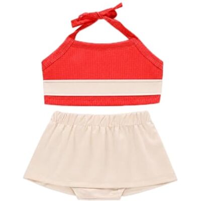 Lito Angels Fato de banho tanquíni de 2 peças princesa com acessórios para meninas tamanho pequeno 6-12 meses (número da etiqueta 70) Lito Angels Fato de banho tanquíni de 2 peças princesa com acessórios para meninas tamanho pequeno 6-12 meses (número da etiqueta 70)
