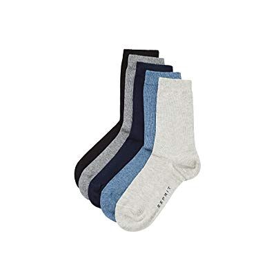 ESPRIT Unissexo crianças Solid Mix 5-Pack meias respiráveis orgânicas algodão costura plana reforçada extra macia em pele mista com padrão na área da ponta 5 pares, Multicolorido Black Blue bege ESPRIT Unissexo crianças Solid Mix 5-Pack meias respiráveis orgânicas algodão costura plana reforçada extra macia em pele mista com padrão na área da ponta 5 pares, Multicolorido Black Blue bege