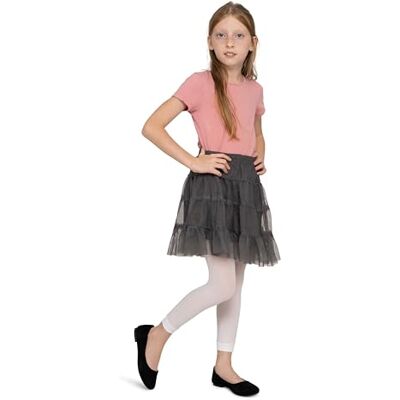 LORES Leggings 7/8 de comprimento para meninas calças elegantes sem pés na moda para meninos desportivos balé ioga ginástica saia vestido , branco 134/140 cm (9/10 anos) LORES Leggings 7/8 de comprimento para meninas calças elegantes sem pés na moda para meninos desportivos balé ioga ginástica saia vestido , branco 134/140 cm (9/10 anos)