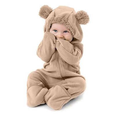 Cuddle Club Body de forro polar para bebé: macacão com capuz para bebés, roupa quente para crianças pequenas Cuddle Club Body de forro polar para bebé: macacão com capuz para bebés, roupa quente para crianças pequenas