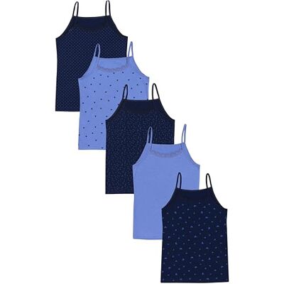 TupTam T-shirt interior de alças para menina, conjunto de 5, Renda corações bolinhas azul escuro TupTam T-shirt interior de alças para menina, conjunto de 5, Renda corações bolinhas azul escuro