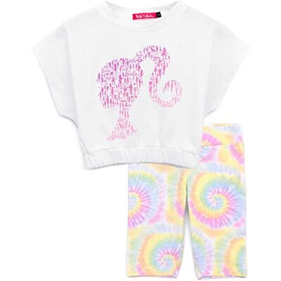 Barbie Conjunto de t-shirt e calções Logo Tie Dye Kids Outfit Set 3-4 anos Barbie Conjunto de t-shirt e calções Logo Tie Dye Kids Outfit Set 3-4 anos