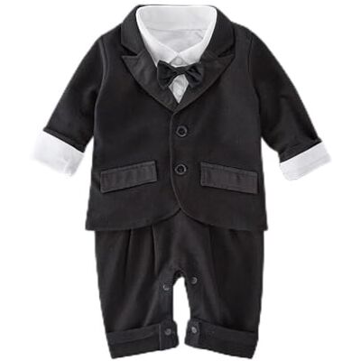 Lito Angels Fato macacão macacão macacão formal com casaco para bebé crianças tamanho 12-18 meses, preto (número da etiqueta 90) Lito Angels Fato macacão macacão macacão formal com casaco para bebé crianças tamanho 12-18 meses, preto (número da etiqueta 90)