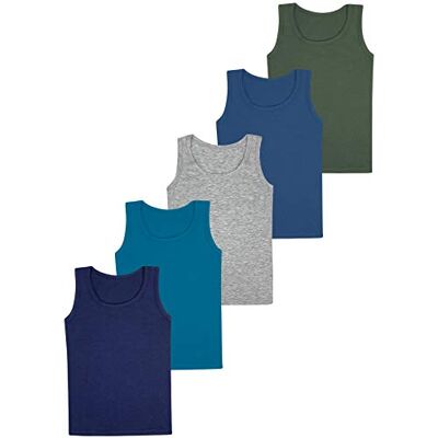 LOREZA ® 5 T-shirts infantis camisola sem mangas de algodão básica 2-15 anos, 12-13 anos LOREZA ® 5 T-shirts infantis camisola sem mangas de algodão básica 2-15 anos, 12-13 anos