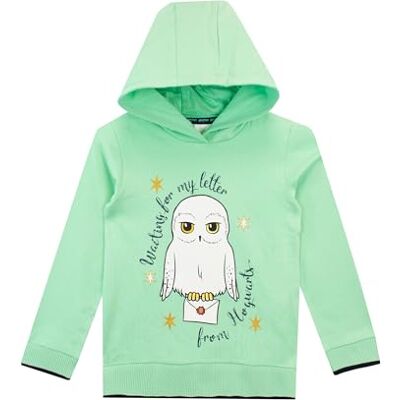 HARRY POTTER Camisola menina Camisolas Hedwig Hoodie para crianças verde 8-9 anos HARRY POTTER Camisola menina Camisolas Hedwig Hoodie para crianças verde 8-9 anos