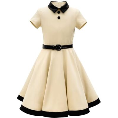 BlackButterfly – Vestido infantil "Lucy" vintage anos 50, Champanhe BlackButterfly – Vestido infantil "Lucy" vintage anos 50, Champanhe