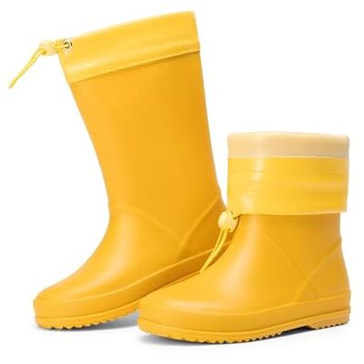 DREAM PAIRS Botas de água impermeáveis para crianças, amarelo, 31 DREAM PAIRS Botas de água impermeáveis para crianças, amarelo, 31