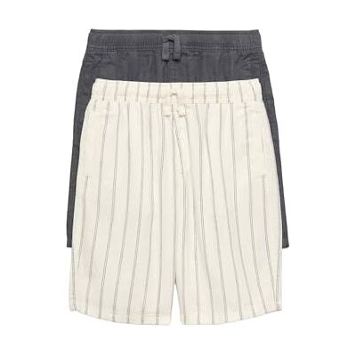 Marks & Spencer Pacote de 2 calções lisos e com riscas de linho (6-16 anos) crianças Marks & Spencer Pacote de 2 calções lisos e com riscas de linho (6-16 anos) crianças