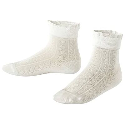 Falke Unissexo crianças Romantic Net meias respirável algodão textura fina elegante com punhos de folhos design coração adequado para ocasiões festivas como comunhão 1 par, Branco Off-White 2040, 27 Falke Unissexo crianças Romantic Net meias respirável algodão textura fina elegante com punhos de folhos design coração adequado para ocasiões festivas como comunhão 1 par, Branco Off-White 2040, 27