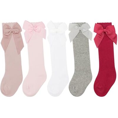 DRESHOW Meias até ao joelho para menina meias de vestir para menino pequeno meia com laço para bebé meias infantis de algodão, 5-7 anos DRESHOW Meias até ao joelho para menina meias de vestir para menino pequeno meia com laço para bebé meias infantis de algodão, 5-7 anos
