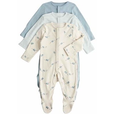 Marks & Spencer Conjunto de 3 pijamas inteiros planos para bebé 100% algodão (2 kg 3 anos) crianças Marks & Spencer Conjunto de 3 pijamas inteiros planos para bebé 100% algodão (2 kg 3 anos) crianças