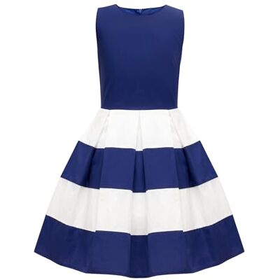 BlackButterfly Vestido de menina Lilly às riscas, azul cobre, 13-14 anos BlackButterfly Vestido de menina Lilly às riscas, azul cobre, 13-14 anos