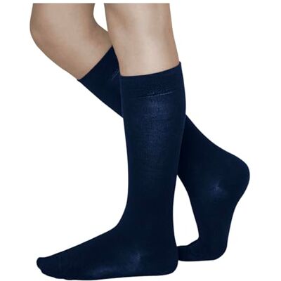 vitsocks Meias compridas finas infantis algodão muito macio (3 pares) unissexo menino menina, Azul Marinho vitsocks Meias compridas finas infantis algodão muito macio (3 pares) unissexo menino menina, Azul Marinho