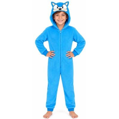 Sonic The Hedgehog Pijama corpo inteiro, disfarce Sonic, presentes para crianças 4-14 anos, azul Sonic The Hedgehog Pijama corpo inteiro, disfarce Sonic, presentes para crianças 4-14 anos, azul