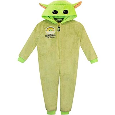 Star Wars Pijama inteira para crianças The Mandalorian, verde, 12-13 años Star Wars Pijama inteira para crianças The Mandalorian, verde, 12-13 años