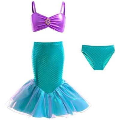 Lito Angels Fato de flocos de peixe para meninas, 3 peças, fato de banho com saia brilhante de cauda e top de biquíni para festa na piscina, 18 meses a 8 anos, verde, 7-8 anos Lito Angels Fato de flocos de peixe para meninas, 3 peças, fato de banho com saia brilhante de cauda e top de biquíni para festa na piscina, 18 meses a 8 anos, verde, 7-8 anos