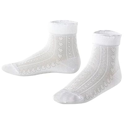 Falke Unissexo crianças Romantic Net meias respirável algodão textura fina elegante com punhos de folhos design coração adequado para ocasiões festivas como comunhão 1 par, Branco branco 2000, 31-34 Falke Unissexo crianças Romantic Net meias respirável algodão textura fina elegante com punhos de folhos design coração adequado para ocasiões festivas como comunhão 1 par, Branco branco 2000, 31-34