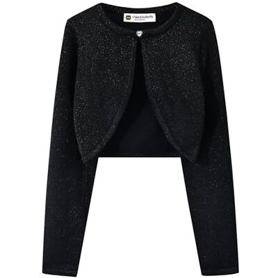 BlackButterfly Meninas Manga Comprida Brilhante Bolero Cárdigan, Preto BlackButterfly Meninas Manga Comprida Brilhante Bolero Cárdigan, Preto