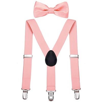 DonDon Conjunto de alças e laço para criança rosa velho elástico e ajustável por comprimento para crianças de 1 a 8 anos DonDon Conjunto de alças e laço para criança rosa velho elástico e ajustável por comprimento para crianças de 1 a 8 anos