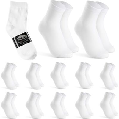CityComfort Meias de ganga, respiráveis, pacote de 12 crianças (branco, 7-10 anos) CityComfort Meias de ganga, respiráveis, pacote de 12 crianças (branco, 7-10 anos)