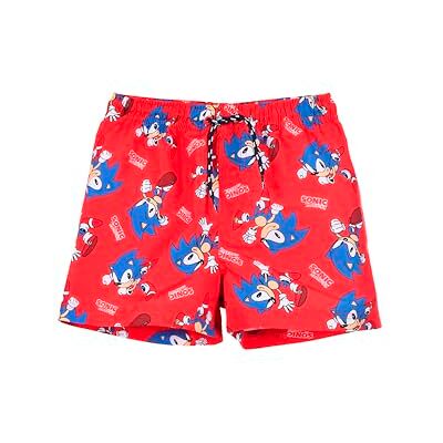 Sonic The Hedgehog Bermudas para criança, calções de banho, verão, fato de banho infantil, tamanhos 4 a 10 anos, Vermelho Sonic The Hedgehog Bermudas para criança, calções de banho, verão, fato de banho infantil, tamanhos 4 a 10 anos, Vermelho