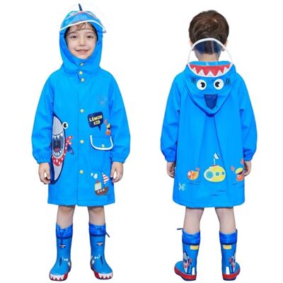 JinBei Chubasquero Niños Niñas Impermeable Poncho con Capucha, 2-8 Años Ligero de Lluvia, Rayas Reflectantes, Plegable, Diseño 3D, Chaqueta Unisex Infantil, para Escuela, Barro, Camping, Lluvia JinBei Chubasquero Niños Niñas Impermeable Poncho con Capucha, 2-8 Años Ligero de Lluvia, Rayas Reflectantes, Plegable, Diseño 3D, Chaqueta Unisex Infantil, para Escuela, Barro, Camping, Lluvia