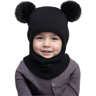 DRESHOW Gorro de Punto para Niño Niña Pasamontañas Cortavientos Invierno Gorro con Pompón para Niños Pequeños, Tejido de Punto Suave y Elástico, Gorro Cálido para Bebé para Exterio DRESHOW Gorro de Punto para Niño Niña Pasamontañas Cortavientos Invierno Gorro con Pompón para Niños Pequeños, Tejido de Punto Suave y Elástico, Gorro Cálido para Bebé para Exterio