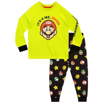 Super Mario Pijama Mario Bros Pijama Mario e Luigi para crianças, pijama de manga comprida multicolorido para menino 11-12 anos Super Mario Pijama Mario Bros Pijama Mario e Luigi para crianças, pijama de manga comprida multicolorido para menino 11-12 anos