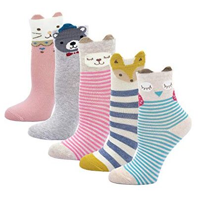 PUTUO Meias de algodão meninas Natal meias animais, menina meias de inverno lindas meias divertidas ocasionais, 2-11 anos, 5 pares, multicolorido PUTUO Meias de algodão meninas Natal meias animais, menina meias de inverno lindas meias divertidas ocasionais, 2-11 anos, 5 pares, multicolorido