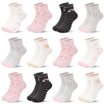 L&K-II 10/12 pares de meias para meninas com belos padrões de coração meias para meninos meias desportivas multicoloridas meias pelo tornozelo 2825, 12 pares-2886, 27-30 L&K-II 10/12 pares de meias para meninas com belos padrões de coração meias para meninos meias desportivas multicoloridas meias pelo tornozelo 2825, 12 pares-2886, 27-30