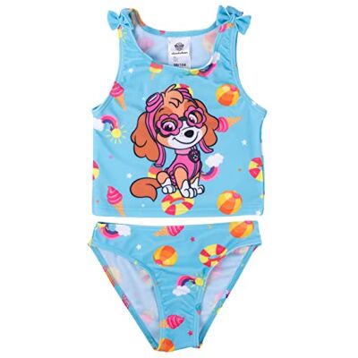 United Fato de banho tanquíni de patrulha canina com laços para menina Skye fato de banho para crianças de duas peças, azul, azul United Fato de banho tanquíni de patrulha canina com laços para menina Skye fato de banho para crianças de duas peças, azul, azul