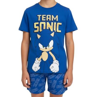 Sonic The Hedgehog Pijama para crianças, algodão macio t-shirt de manga curta e calções, tamanhos 4 a 10 anos Sonic The Hedgehog Pijama para crianças, algodão macio t-shirt de manga curta e calções, tamanhos 4 a 10 anos