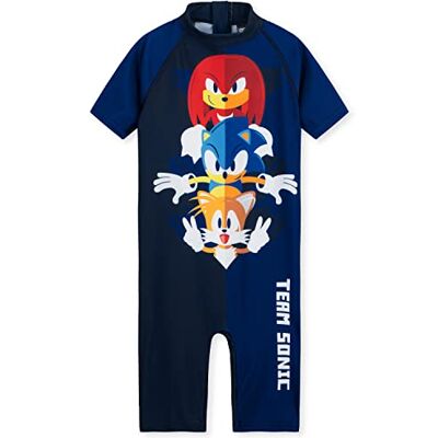 Sonic The Hedgehog Fato de banho para crianças, fato de banho para crianças, corpo inteiro, manga curta com fecho de correr, fato de banho Sonic ideal praia e piscina férias (azul escuro, 4-5 anos) Sonic The Hedgehog Fato de banho para crianças, fato de banho para crianças, corpo inteiro, manga curta com fecho de correr, fato de banho Sonic ideal praia e piscina férias (azul escuro, 4-5 anos)
