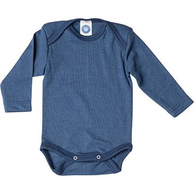 Cosilana Body de manga comprida para bebé 71053, lã e seda., Azul escuro Cosilana Body de manga comprida para bebé 71053, lã e seda., Azul escuro