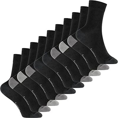 Footstar Meias de algodão para crianças (10 pares) com calcanhar e ponta Footstar Meias de algodão para crianças (10 pares) com calcanhar e ponta