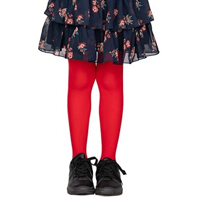 LORES Leggings lisas infantis, para balé, dança ou escola, 40 denier, opacas, fabricadas em Itália, Vermelho LORES Leggings lisas infantis, para balé, dança ou escola, 40 denier, opacas, fabricadas em Itália, Vermelho