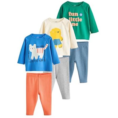NEXT Bebés menino conjunto de 6 peças de tops e leggings para bebé NEXT Bebés menino conjunto de 6 peças de tops e leggings para bebé