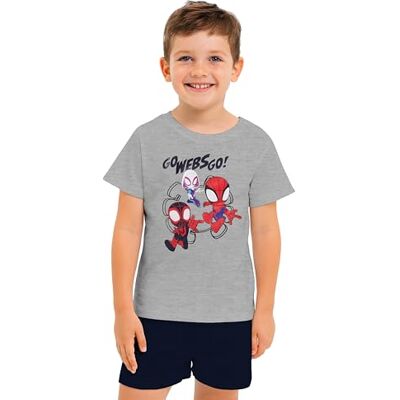 United Marvel Spiderman Pijama para crianças, Spidey, conjunto de pijama de manga curta com calças cinzentas/pretas (as3, númeric, número 122, número 128, regular) United Marvel Spiderman Pijama para crianças, Spidey, conjunto de pijama de manga curta com calças cinzentas/pretas (as3, númeric, número 122, número 128, regular)