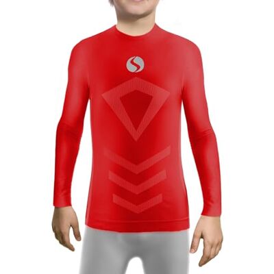 Sesto Senso T-shirt térmica para menino de manga comprida t-shirt desportiva, Vermelho, 116-140 Sesto Senso T-shirt térmica para menino de manga comprida t-shirt desportiva, Vermelho, 116-140
