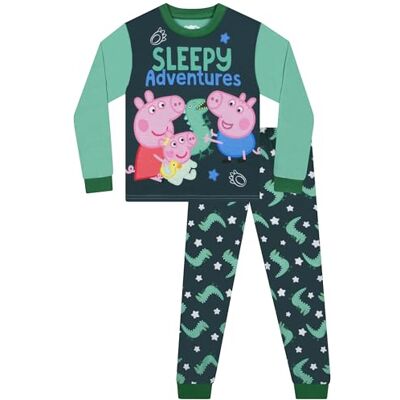 Peppa Pig Pijama Menino George, Pijama Infantil Manga Longa, Conjunto de Pijamas George Pig, verde Peppa Pig Pijama Menino George, Pijama Infantil Manga Longa, Conjunto de Pijamas George Pig, verde
