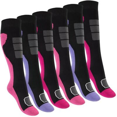 Footstar Meias térmicas para crianças ao ar livre até aos joelhos (6 pares) meias coloridas de inverno Footstar Meias térmicas para crianças ao ar livre até aos joelhos (6 pares) meias coloridas de inverno