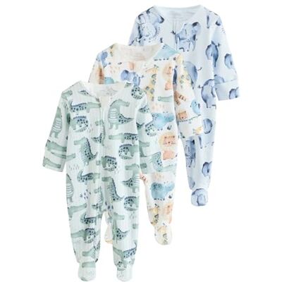 NEXT Bebés menino pacote de 3 peles com fecho de correr bidirecional para bebé NEXT Bebés menino pacote de 3 peles com fecho de correr bidirecional para bebé