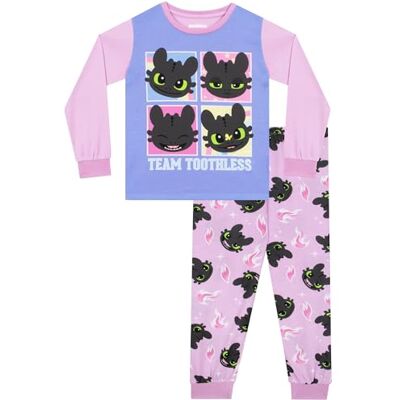 Dragon Pijama menina, pijama menina toothless, pijama menina como treinar o seu dragão, Manga comprida Dragon Pijama menina, pijama menina toothless, pijama menina como treinar o seu dragão, Manga comprida